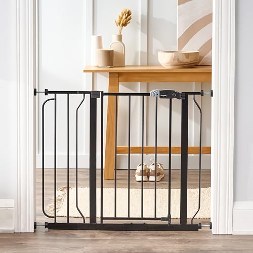 Regalo Safety Easy Step Baby Gate for Doorways & Bottom of Stairs, Fits Openings 29-37.6" (Extension Included) Pressure Mounted for Babies, Toddlers & Pets, Black