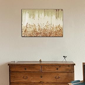 Canvas Wall Art - Abstract Landscape with Wheat Field on Vintage Background - Gallery Wrap Modern Home Art | Ready to Hang - 12x18 inches
