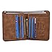 Yuhan Pretty Mens Wallet Vintage RFID Blocking Leather Bifold Wallet Trifold (PU Vertical Coffee)