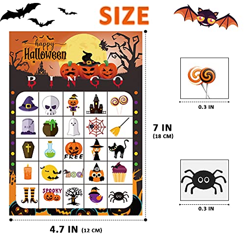 Halloween Party Games Supplies with Ring Toss Game Prize Inflatable Spiders Slap Bracelet 24pcs Halloween Bingo Game Pin Game for Kids Halloween Party Favors Indoors Outdoors Party Game
