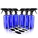 Cornucopia Brands 16oz Cobalt Blue PLASTIC Spray Bottles w/Heavy Duty Mist & Stream Sprayers and Chalkboard Labels (6-pack); PET #1 BPA-free, Use for DIY, Kitchen, Hair