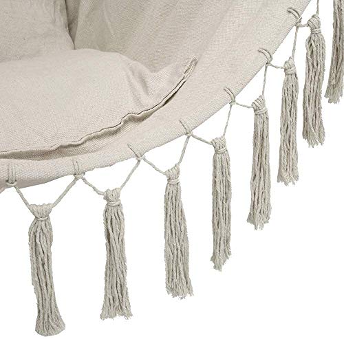 SUOMO Hängesessel Baumwoll-Hängematten-Stuhlschaukel, große hängende Swing-Stuhl-Sling mit Stabiler Holzstab, hängender… – Bild 8