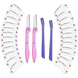 Lictin 4 Pcs Eyebrow Razor Trimmer Shaper Kit, Cheek Facial Hair Remover Women's Trimmer Shaving Grooming Kit with 24 Pcs Eyebrow Stencil Grooming Shaping Templates(pink)