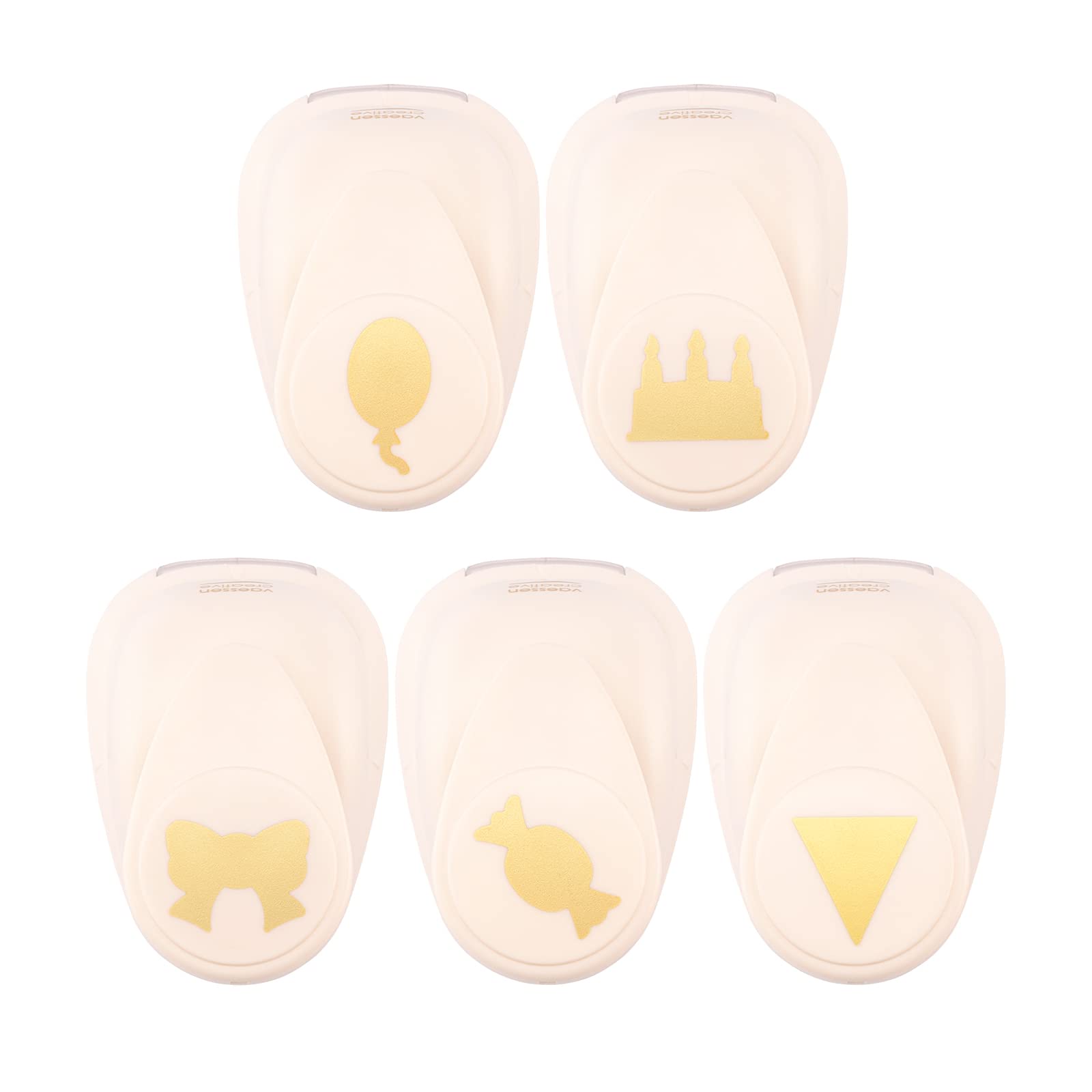 Vaessen Creative Craft Paper Punch - Party - 5 Pcs - Various Sizes - Circle Cutter for Crafting and Card Making - Bow, Little Cake, Candy, Balloon, Banner, Ivory — image 1