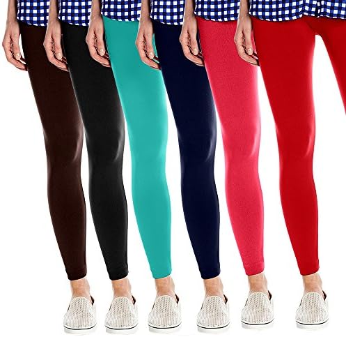 Fashion Printed Women's Super Soft Fleece Lined Leggings, One Size - Pack of 6