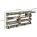 MyGift Wall-Mounted Rustic Torched Wood 3-Tier Staggered Display Shelves and 4 Key Hooks
