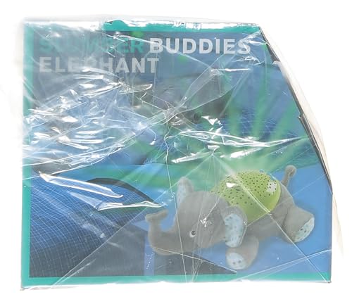 SwaddleMe® Slumber Buddies® Soother (Gray/Green Elephant) – Projector Night Light for Kids with Calming Songs and Sounds