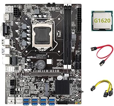 Wresetly B75 ETH Mining Motherboard 8xPCIE USB G1620 CPU 6pin 8pin SATA