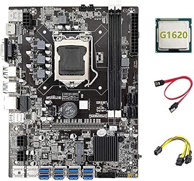 Wresetly B75 ETH Mining Motherboard 8xPCIE USB G1620 CPU 6pin 8pin SATA