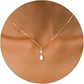 BSGRL Pearl Necklace for Women- 14K Gold-plated/White Gold-plated Dainty Pearl Necklace for Women