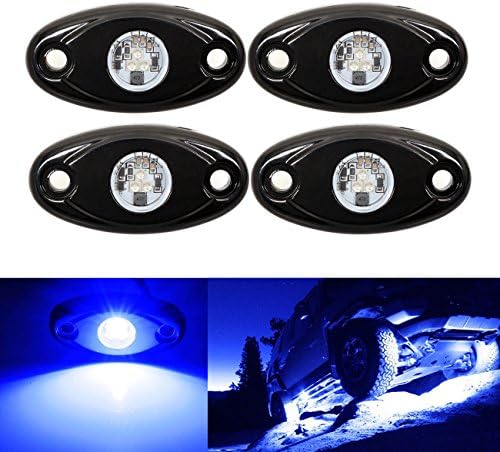 LEDUR LED Rock Light Kits JEEP ATV SUV Offroad Truck Boat Underbody Glow Trail Rig Lamp Waterproof (4PCS,Blue)