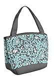 Fit & Fresh Hyannis Insulated Lunch Bag for Women, Soft Cooler Bag with Ice Pack for Work and On-The-Go, Gray Blue Floral