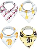 Unisex Baby Bandana Drool Bibs, 4-Pack Gift Set for Drooling and Teething Boys and Girls, 100% Organic Cotton, Soft, Absorbent, Hypoallergenic - “Animals set” By Zoozik