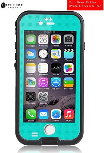 AOWOTO Cases for iPhone 6s Plus / iPhone 6 Plus Waterproof Case 5.5 inch , [Grid Series] 6.6ft Depth Under Water Dirtpoof Shockproof Snowproof protective Cover ( Grass Blue / Teal)