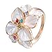 Yoursfs White Enamel Flower Ring for Women Color Austrian Crysta large flower Rings