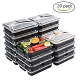 YOUKI Meal Prep Containers [20 Pack] 3 Compartment Food Prep Containers BPA Free Reusable Stackable Bento Lunch Box Containers Leak Proof Microwave Dishwasher Freezer Safe,Portion Control (32 oz)