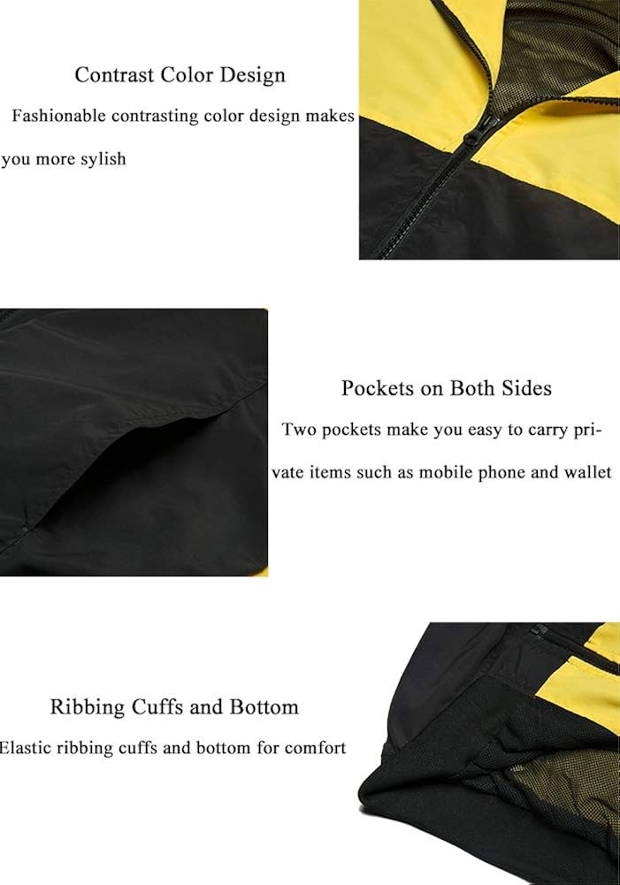 MADHERO Mens Windbreaker Jacket Lightweight 90s Retro Wind Breakers: Clothing