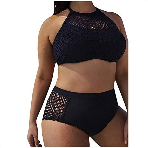 tosimpleyoung/Women's 2PCS Plus Size High Waist Strappy Bikini Set Swimsuits Swimwear (6XL)