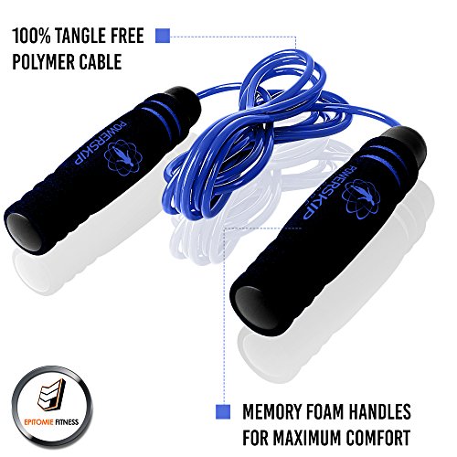 Epitomie Fitness PowerSkip Jump Rope with Memory Foam Handles and Weighted Speed Cable