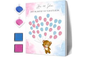 SIRJIERA Gender Reveal Fingerprint Ballon Tree, Funny Baby Shower Guest Book Party Game, Gender Reveal Baby Shower Party Ideas, Gender Reveal Keepsake, Special Meaningful Canvas Decoration, Bear