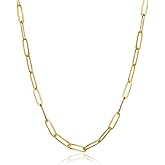 NAG.HC 14k Gold Necklaces for Women:Real Gold Over Stainless Steel Chain Necklace for Women Men-18 Inch Adjustable Length PaperClip Chain-Tarnish-Free