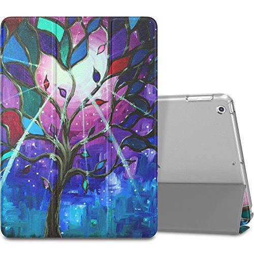 MoKo Case for iPad 9.7 2018/2017 - Slim Lightweight Smart Shell Stand Cover with Translucent Frosted Back Protector for Apple iPad 9.7 Inch (iPad 5, iPad 6), Sun and Forest(Auto Wake/Sleep)