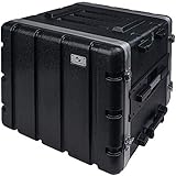 Sound Town Lightweight 10U PA DJ Rack/Road Case with 9U Rack Space, ABS Construction, 19â€ Depth, Retractable Handle, Wheels and Heavy-Duty Latches (STRC-A10UT)