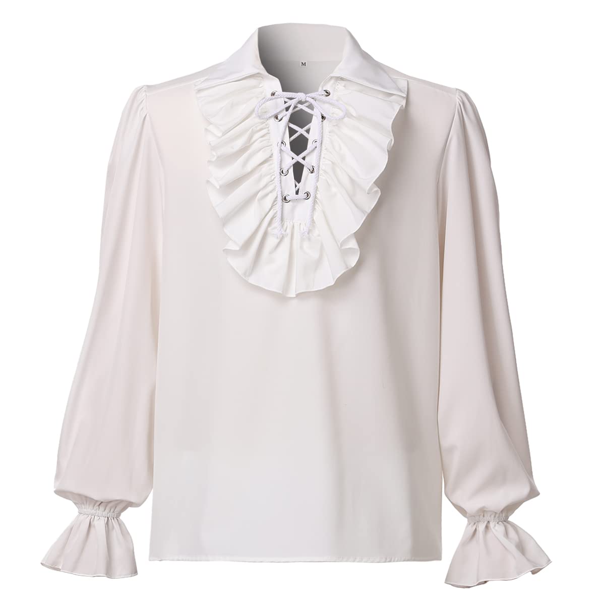 COSDREAMER Mens Renaissance Costume Poets Shirt Medieval Pirate Tops Blouse Beige