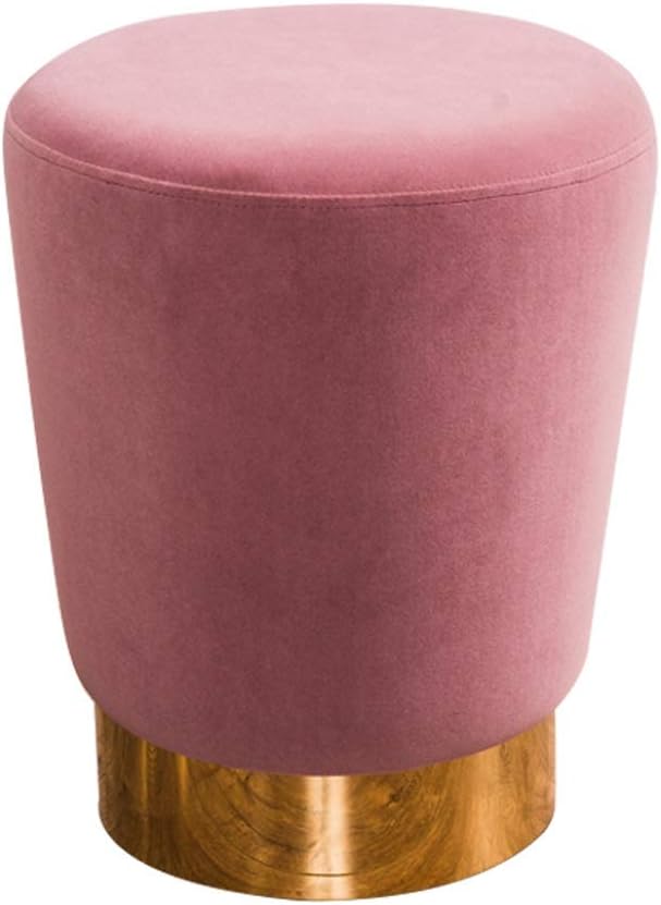 JJXZM Footstool Lantern Shape Luxury Velvet Soft Touch Stool Brass Decoration Ottoman Dressing Table Pouffe Seat Makeup Footrest (color : Pink)