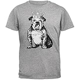 Animal World Bulldog Crown Heather Grey Adult T-Shirt - X-Large