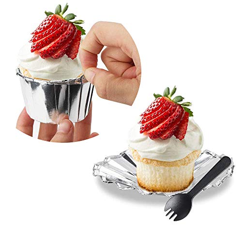 Foil Cupcake Liners with Lids 100Pack,FreeAir 3.5Oz Foil Baking Cups