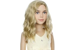 PATTNIUM Blonde Wig Kids Child Wig Short Wavy Wig Ash Blonde Wig Mixed Blonde Wig for Gilrs Cosplay Party Heat Resistant Blonde Synthetic Hair Wig (Ash Blonde)