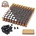 Fomei 100 Packs Oil Bottles for Essential Oils 2 ml (5/8 Dram) Amber Glass Vials Bottles, with Orifice Reducers and Black Caps, With 2 Free Glass Transfer Eye droppers