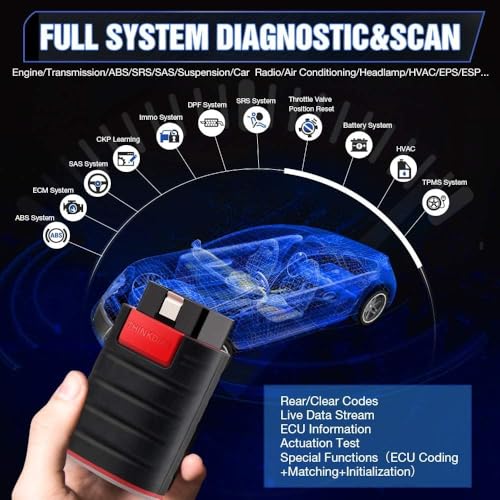 Thinkcar ThinkDiag OBD2 Car Diagnostic All System Bidirectional OBD2 Bluetooth Car Scanner, OE Level, ECU Coding, 15+ Reset Functions All Software 1 Year AUTO VIN