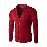 ASOBIMONO Men's Knitted Cardigan Sweaters V Neck