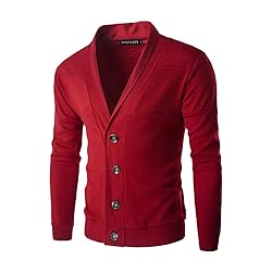 ASOBIMONO Men's Knitted Cardigan Sweaters V Neck