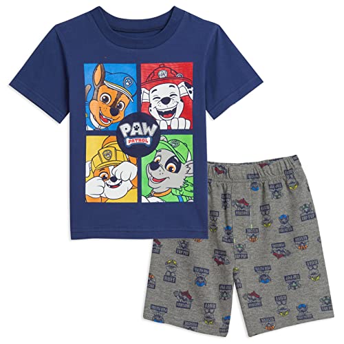 Nickelodeon Paw Patrol Pullover T-Shirt and French Terry Shorts Outfit Set Infant to Big Kid Sizes (12 Months - 10-12)