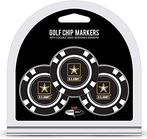 Team Golf Military Army Golf Chip Ball Markers (3 Count), Poker Chip Size with Pop Out Smaller Double-Sided Enamel Markers