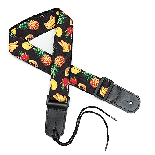 CLOUDMUSIC Hawaiian Ukulele Strap With Tropical Fruits Pinapple Lemon Banana Papaya Flowers For Soprano Concert Tenor Baritone