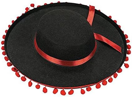 Amazon Com Amscan Ball Fringe Spanish Fabric Hatband 3 X 14 1 2 Black Red Kitchen Dining