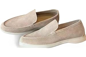 Men's Suede Loafers Slip-Ons Moccasins for Men Summer Dress Shoes Lightweight and Breathable Flat Loafer Casual Driving Walki