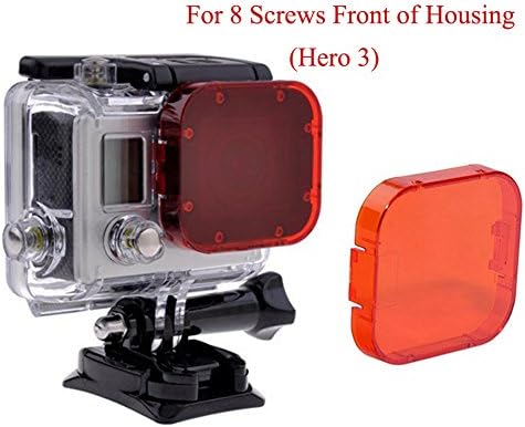 TANSUO Snorkel Red Filter for GoPro Hero3, SJ4000 Action Cameras (For 8 screws on front of housing)