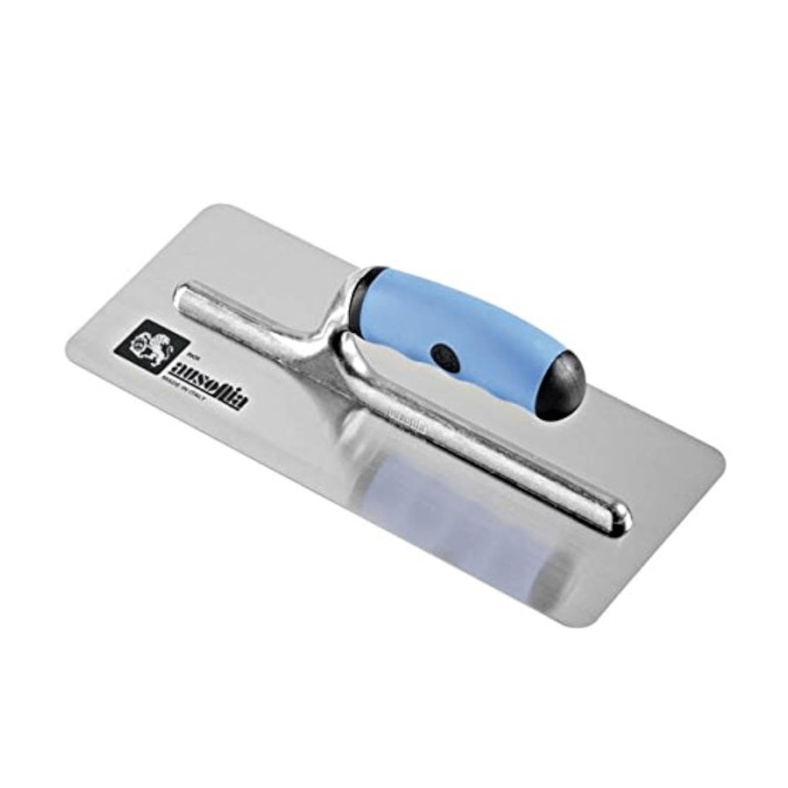 AUSONIA - 42127 PLASTERING Trowel 20X8 TRAPEZOIDAL Stainless Steel Blade with Round Corners, Special ELECTROLITIC Treatment and BIMATERIAL Handle