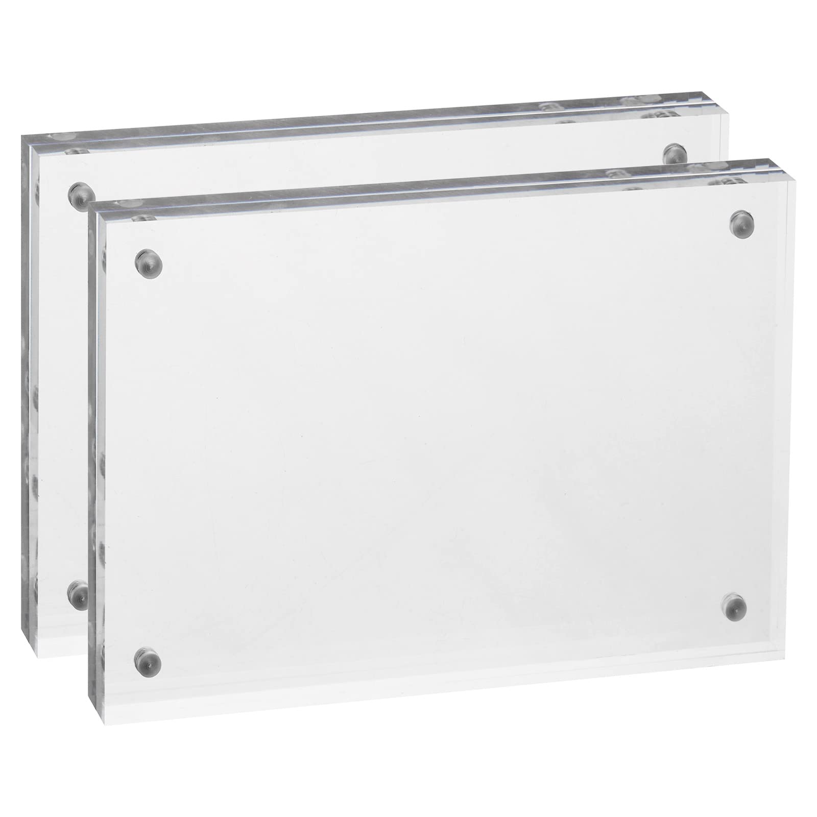 PATIKIL Floating Photo Frame, 2.4" x 3.5" 2 Pack Desktop Frameless Picture Frame Double Sided Acrylic Magnetic Display Frame for Family Travel Party Photo Souvenirs Artwork, Clear