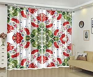BAIF Cortinas Opacas con Aislamiento térmico, patrón de Diamante Rojo