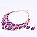 African Beads Jewelry Sets Women Bridal Crystal Statement Necklace Earring Jewelry Sets (Purple)