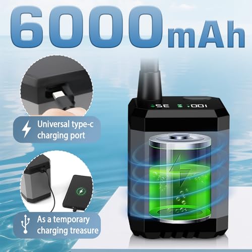Ducha Portatil Camping, 6000mAh Ducha de Camping con Batería Recargable, Ducha Portatil Furgoneta Camper con Pantalla LED Inteligente 3 Modos de Ducha Resistente al Agua IPX7, Al Aire Libre,Automóvil