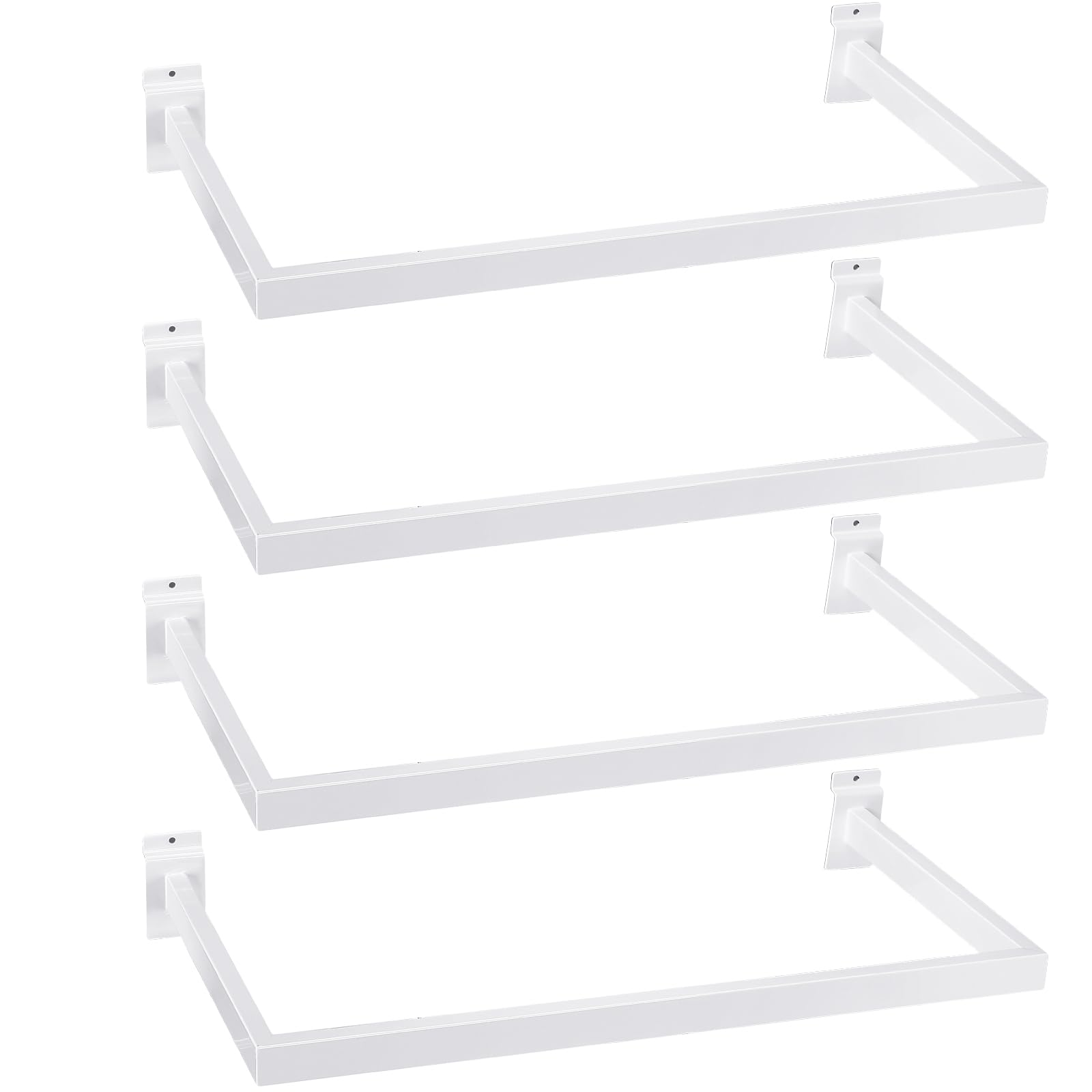 Photo 1 of ***FACTORY SEALED***Unittype 4 Pcs U Shaped Hangrail for Slatwall 24 Inch Tubing Hangrail Rectangular Tubing Metal Slat Hanger Wall Accessory for Retail Displays Bracket Clothing Rack Home Use(White)