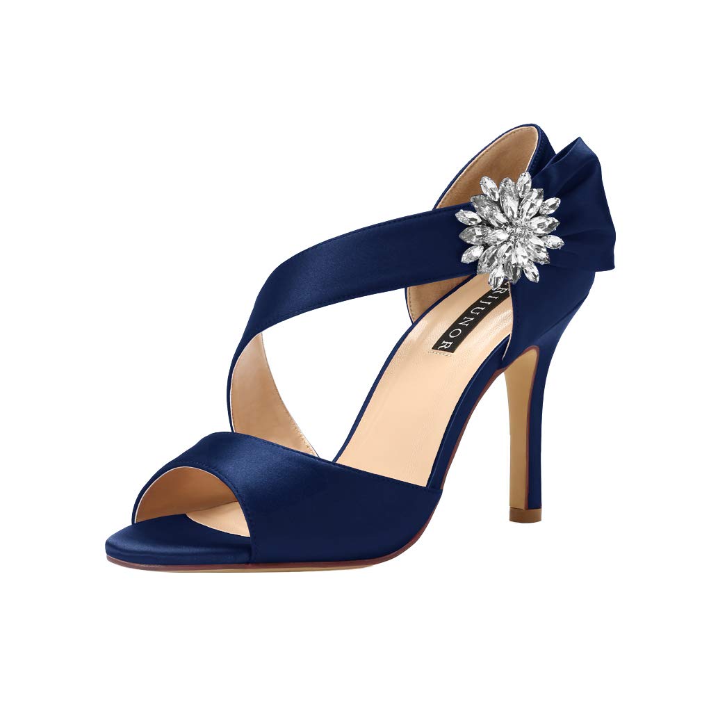 ERIJUNOR High Heel Party Sandals For Woman Open Toe Stiletto Bow Shoes Wedding Evening Dress Shoes for Dancing