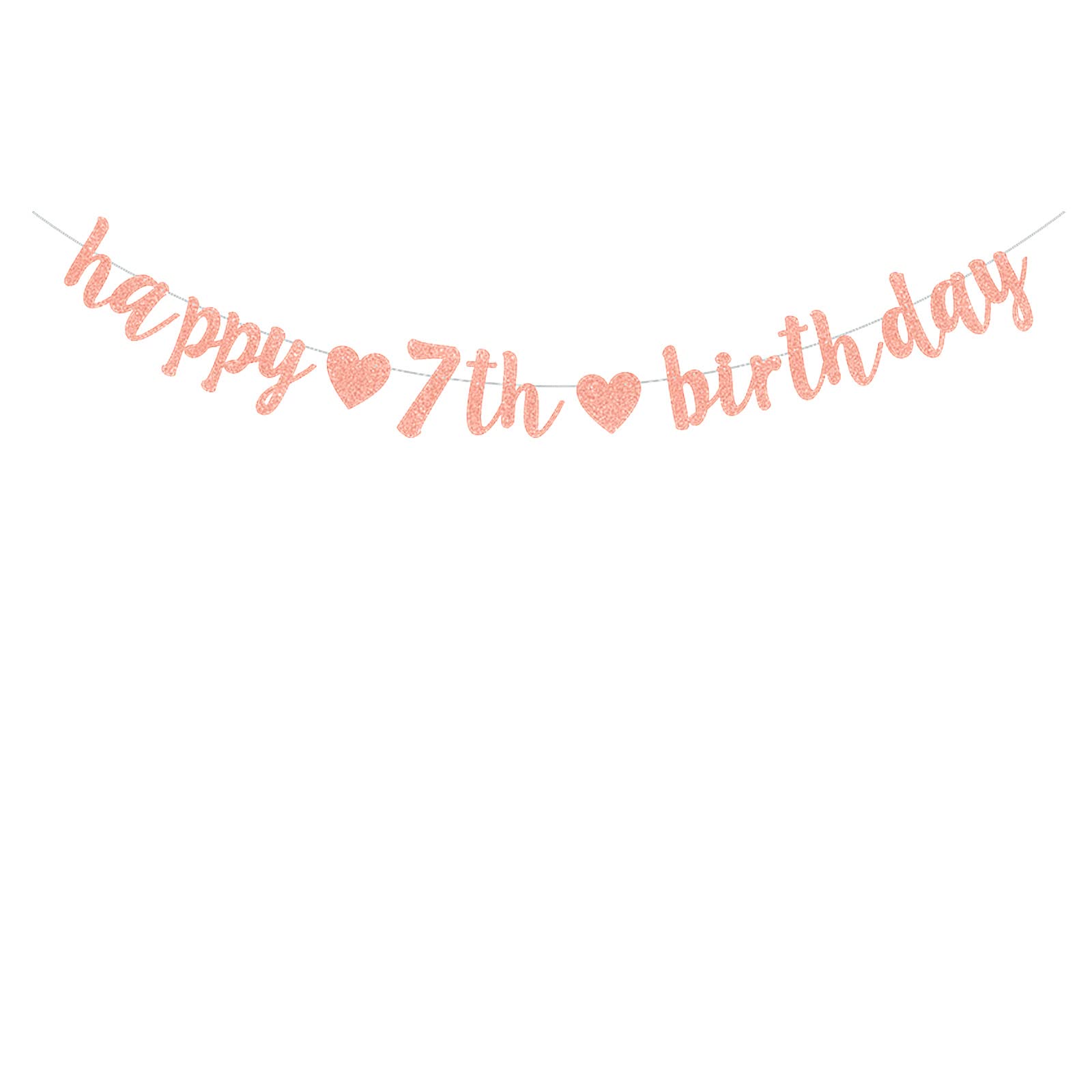 bng-bng 7th Birthday Decoration Happy 7th Birthday Banner Rose Gold For Girls Baby 7 Seven years old Birthday Party Supplies Photo Backdrop